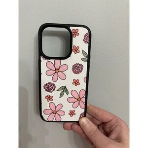 iPhone 15 Pro Case Unisex One Size Pink Floral Hand Drawn Bumper Cover